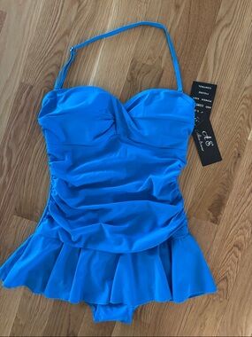 Alicia Simone Bright Blue Ruffle One-Piece Swimsuit